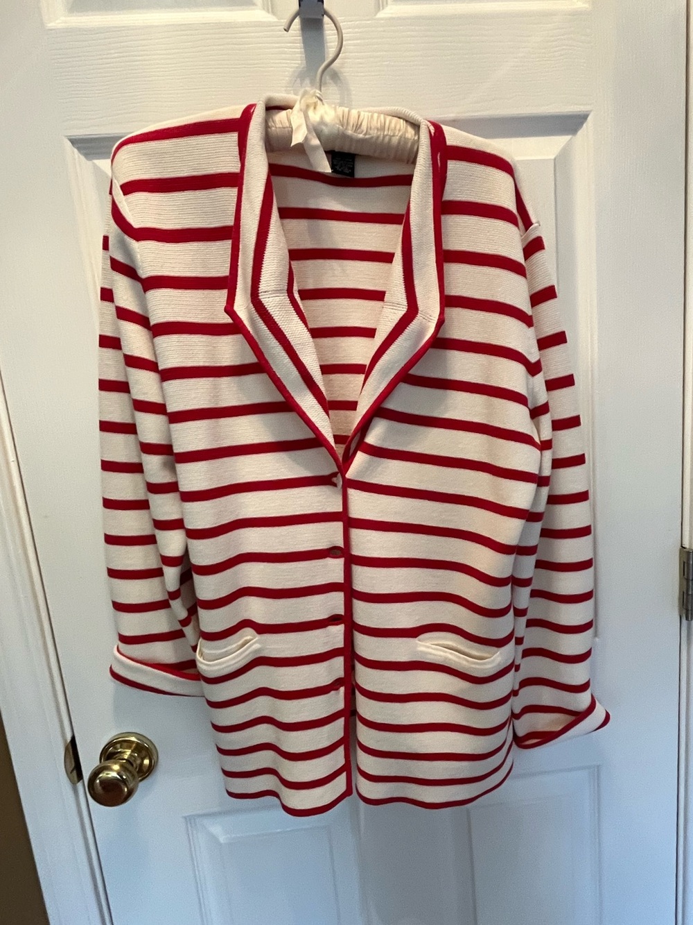 Doncaster Red and White Striped Knit Blazer